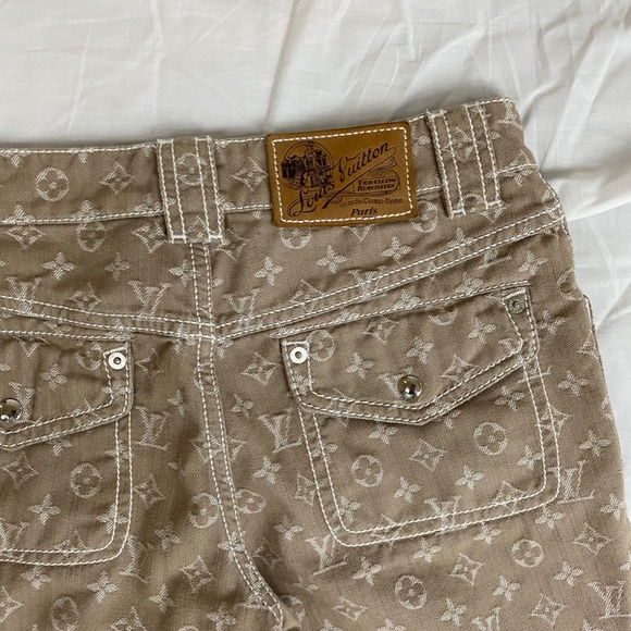 Tan Louis Vuitton Denim Monogram Capri Pants - Picture 1 of 4